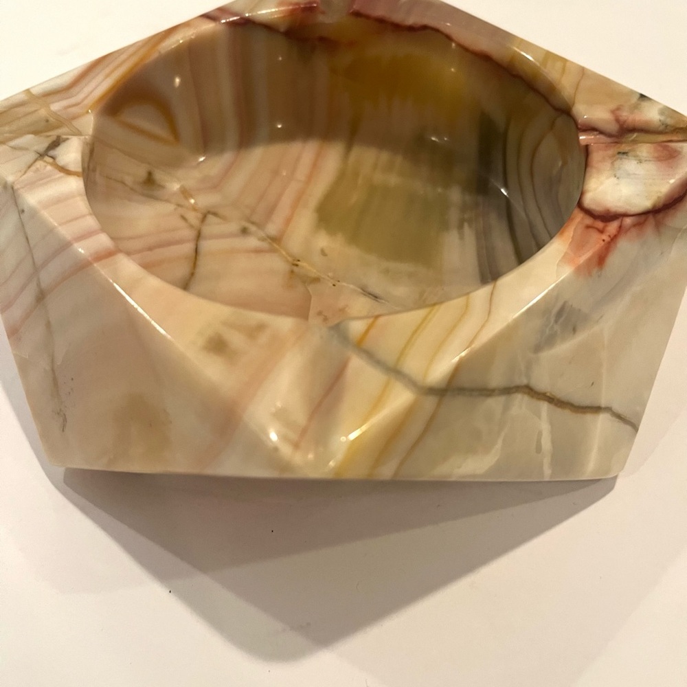Vintage Mid Century Onyx Octagonal Marble Ashtray polished stone ashtray MCM
